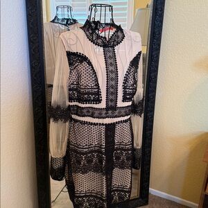 Gorgeous event nude with black lace throughout